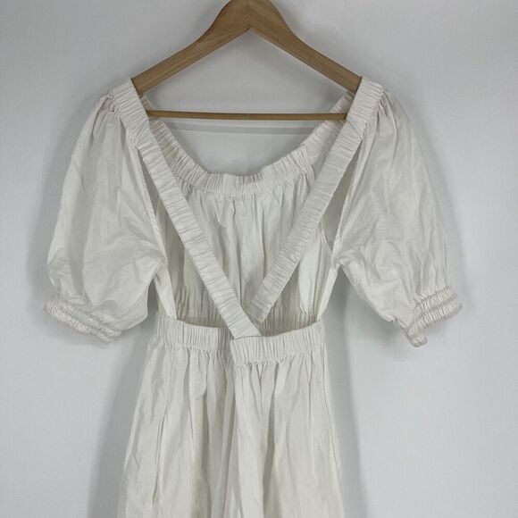 Free People Dress Size XS Womens White Midi Maxi Open Back Puff Sleeve Romantic - Picture 7 of 11